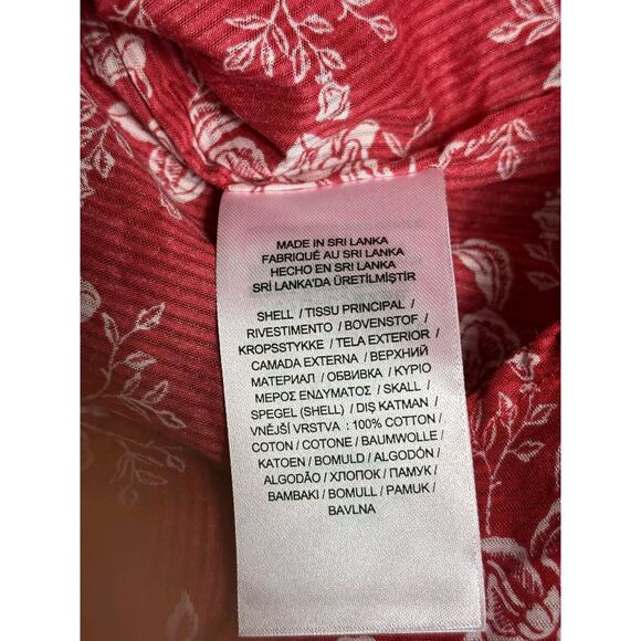 Ralph Lauren Floral Dobby Top Blouse Women's Size XS Red Rust Cotton Long Sleeve - Picture 6 of 8